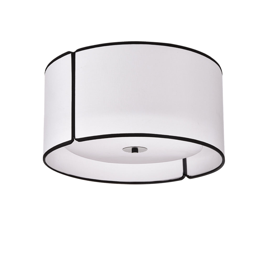 Dainolite 3 Light Notched Drum Flush Mount, Matte Black White Shade and Diff