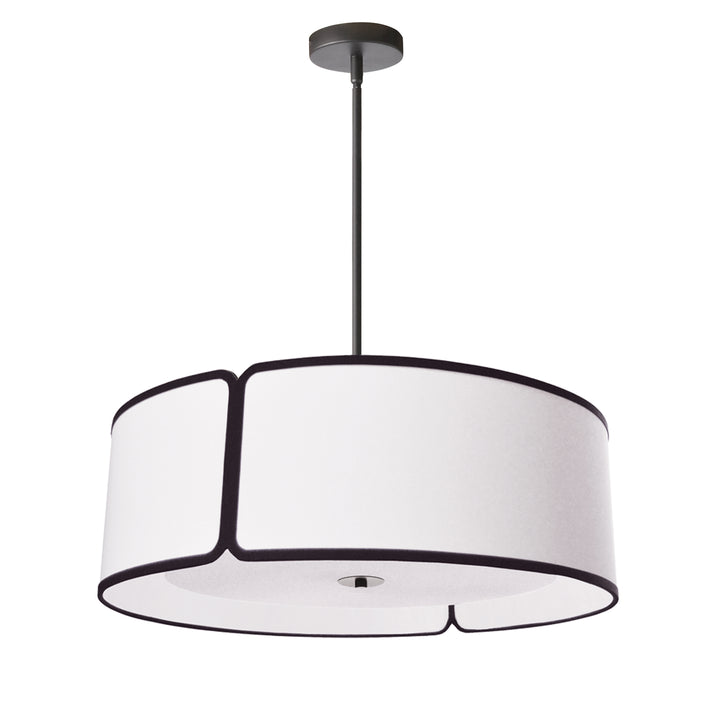 Dainolite 4 Light Black Notched Drum Pendant with White Shade and White Diffuser