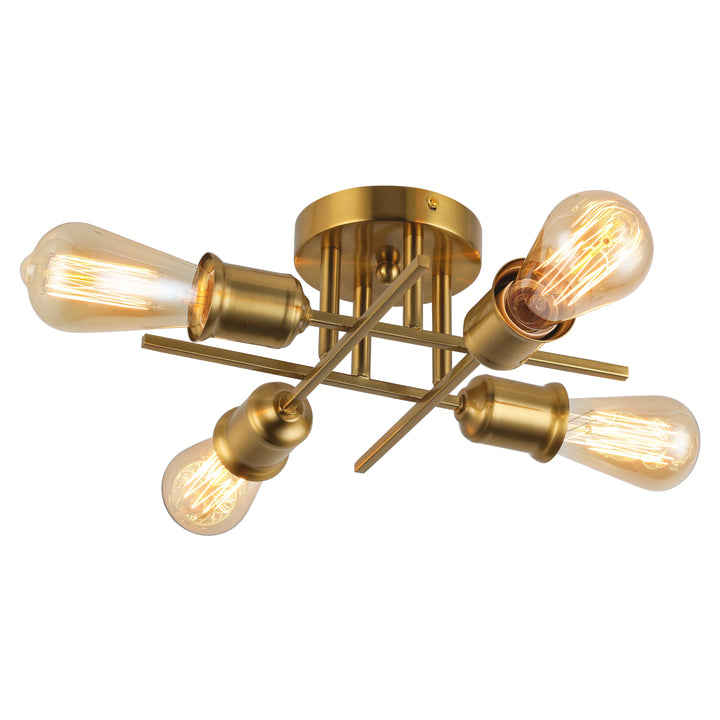 Dainolite 4 Light Incandescent Semi-Flush Mount Aged Brass