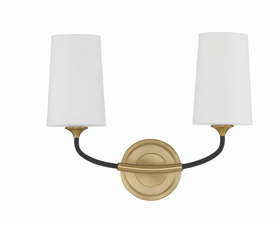 Crystorama Niles 2 Light Black Forged + Modern Gold Sconce