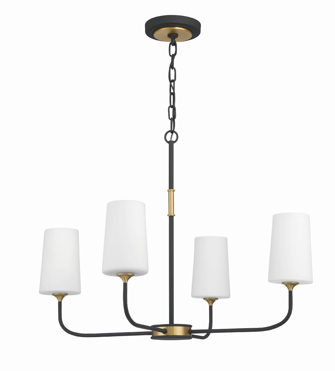 Crystorama Niles 4 Light Black Forged + Modern Gold Chandelier