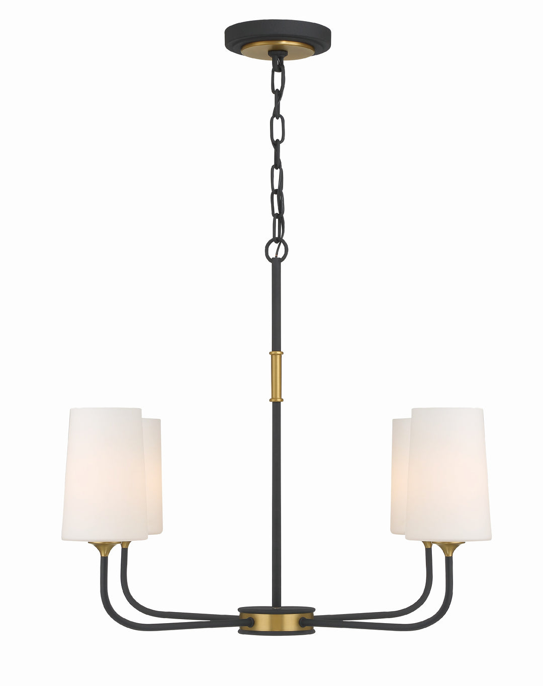 Crystorama Niles 4 Light Black Forged + Modern Gold Chandelier