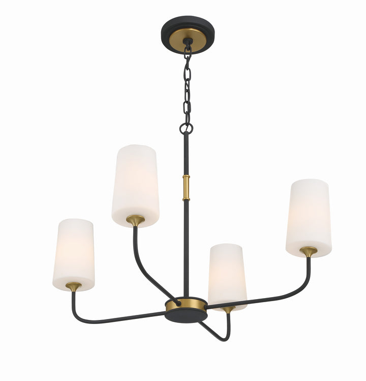 Crystorama Niles 4 Light Black Forged + Modern Gold Chandelier