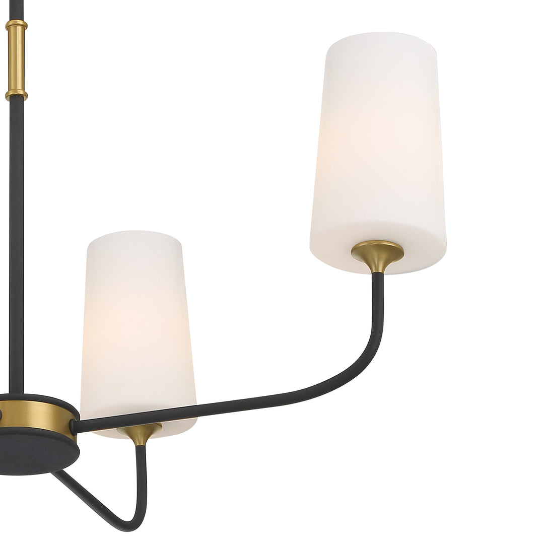 Crystorama Niles 4 Light Black Forged + Modern Gold Chandelier