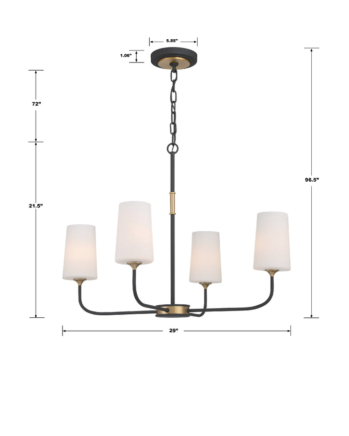 Crystorama Niles 4 Light Black Forged + Modern Gold Chandelier