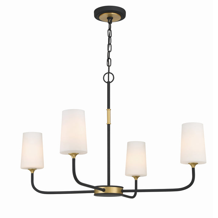 Crystorama Niles 4 Light Black Forged + Modern Gold Chandelier