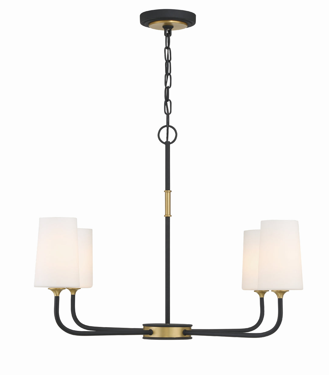 Crystorama Niles 4 Light Black Forged + Modern Gold Chandelier