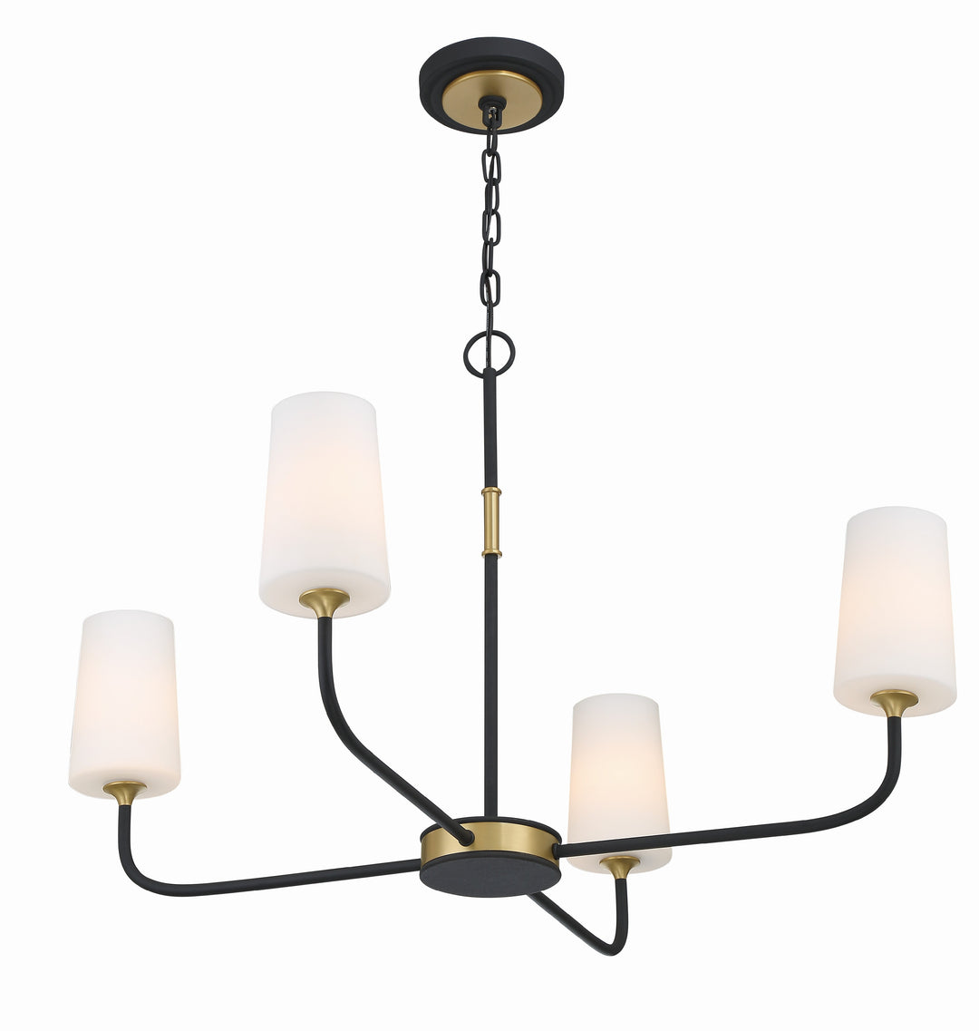 Crystorama Niles 4 Light Black Forged + Modern Gold Chandelier