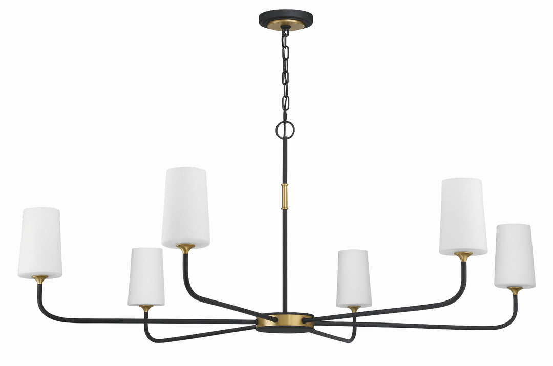 Crystorama Niles 6 Light Black Forged + Modern Gold Chandelier