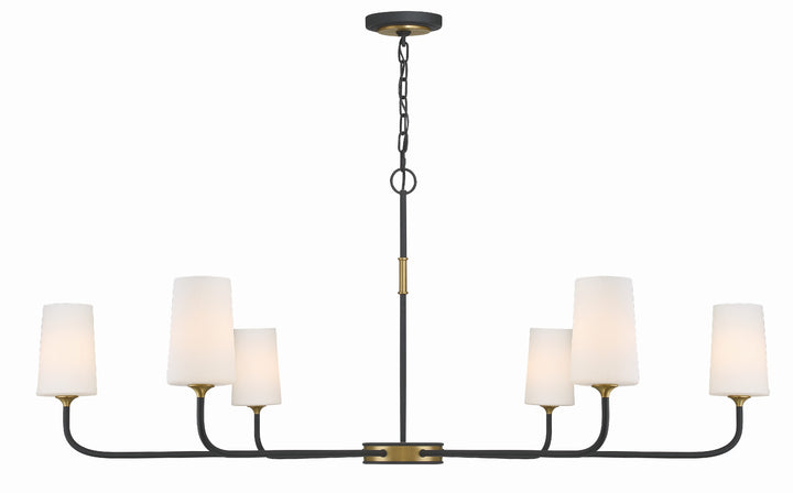 Crystorama Niles 6 Light Black Forged + Modern Gold Chandelier