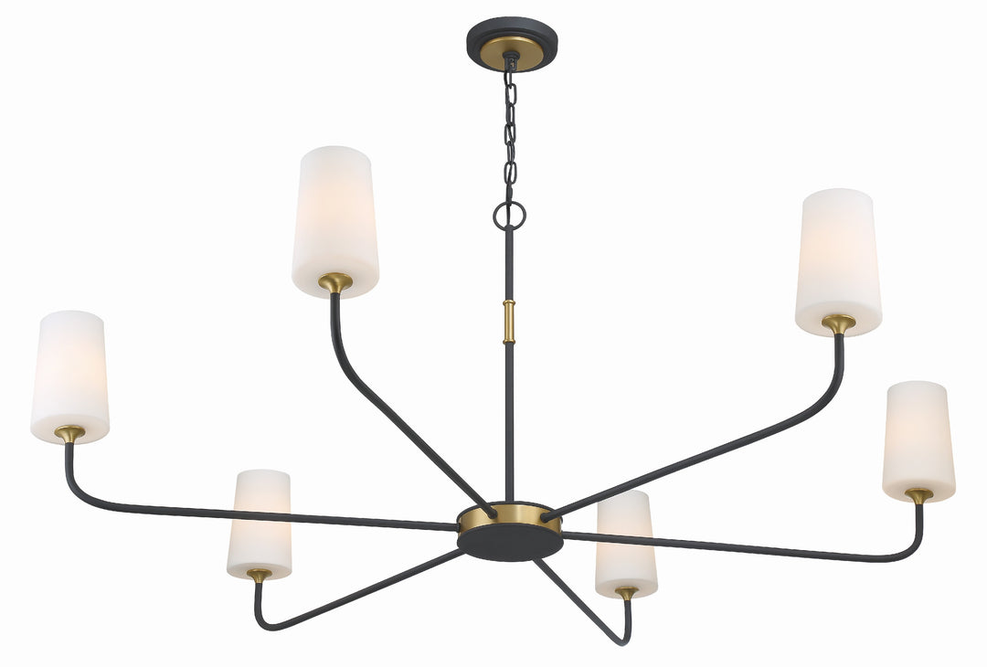 Crystorama Niles 6 Light Black Forged + Modern Gold Chandelier