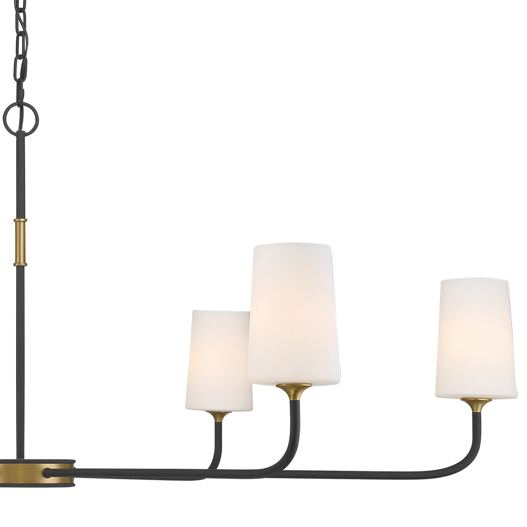 Crystorama Niles 6 Light Black Forged + Modern Gold Chandelier