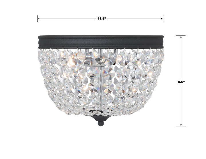 Crystorama Nola 2 Light Black Forged Flush Mount