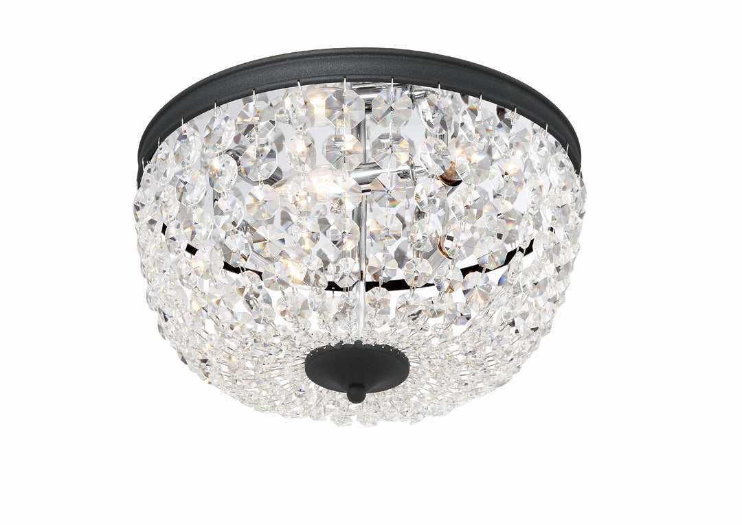 Crystorama Nola 3 Light Black Forged Flush Mount