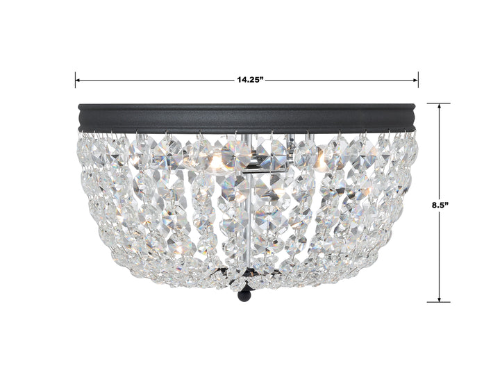 Crystorama Nola 3 Light Black Forged Flush Mount