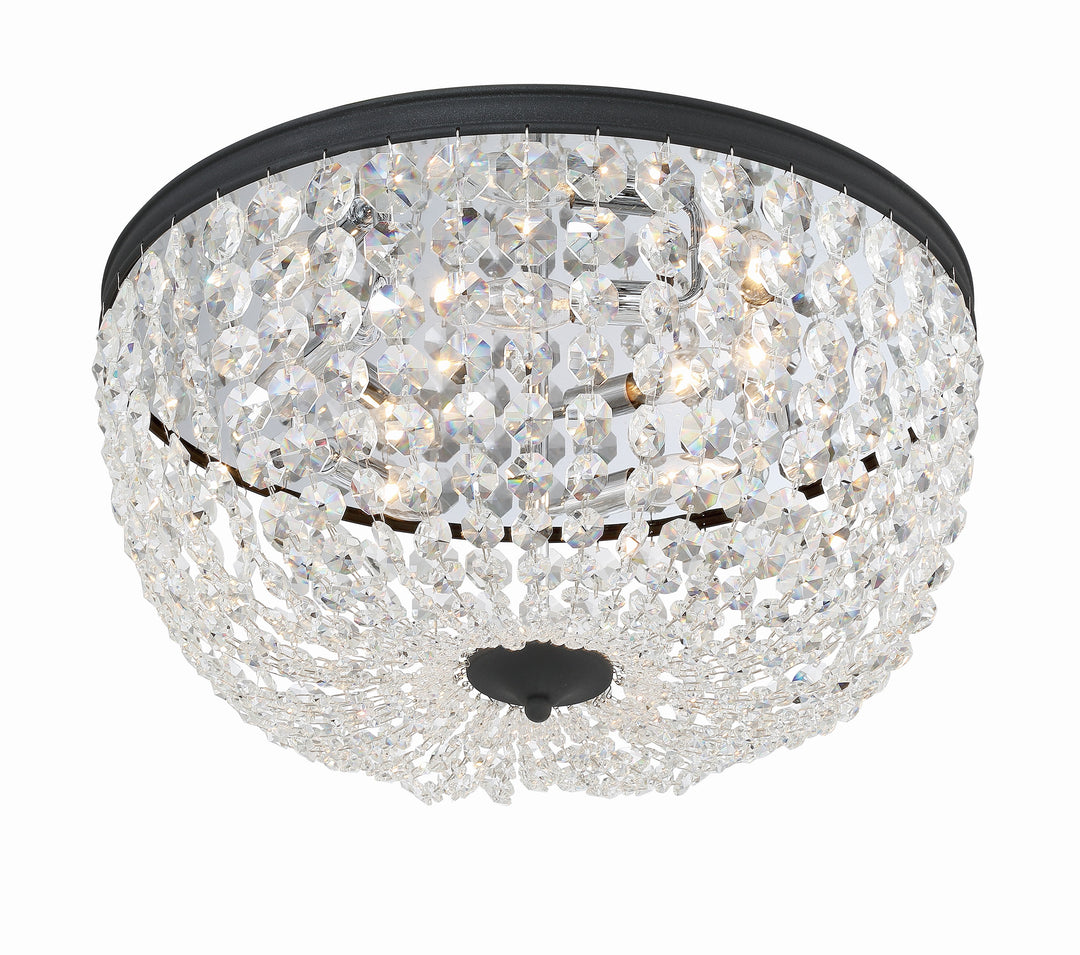 Crystorama Nola 5 Light Black Forged Flush Mount