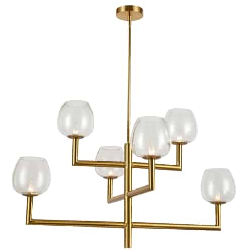 Dainolite 6 Light Incandescent Aged Brass Chandelier w/ Clear Glass