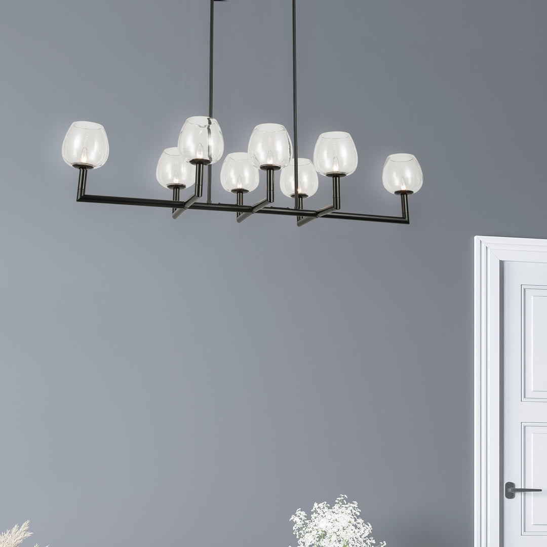 Dainolite 8 Light Incandescent Matte Black Horizontal Chandelier