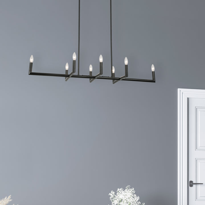 Dainolite 8 Light Incandescent Matte Black Horizontal Chandelier