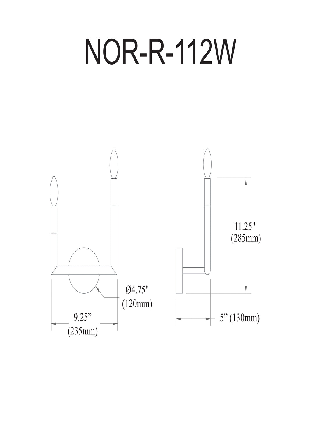 Dainolite 2 Light Incandescent Wall Sconce, Matte Black