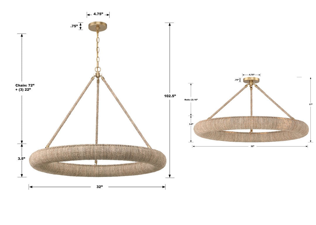 Crystorama Oakley Integrated LED Soft Gold Semi Flush Mount