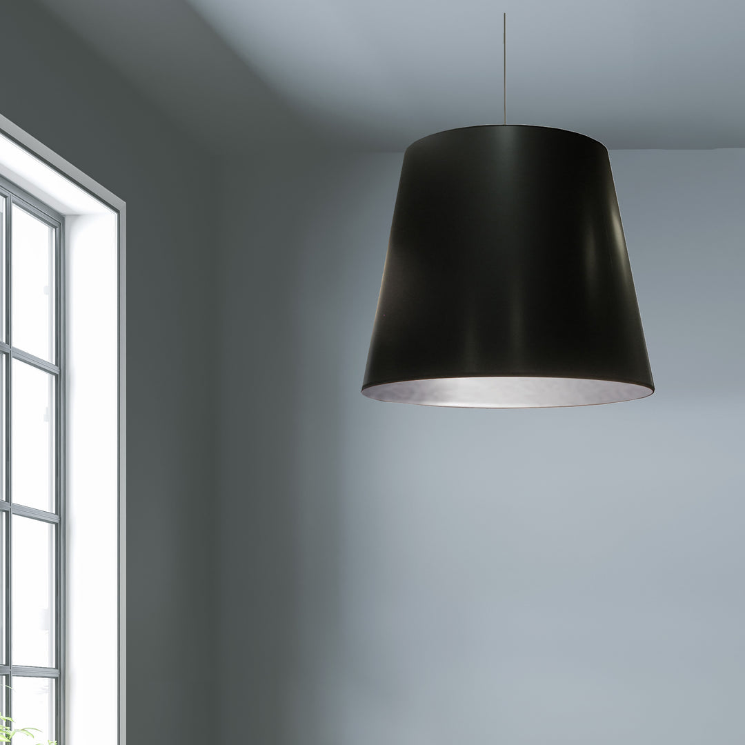 Dainolite 1 Light Tapered Drum Pendant with Black on Gold Shade