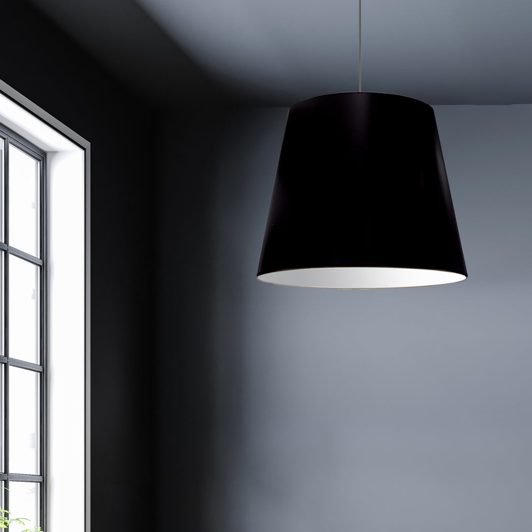 Dainolite 1 Light Tapered Drum Pendant with Black on Gold Shade