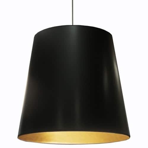 Dainolite 1 Light Tapered Drum Pendant with Black on Gold Shade