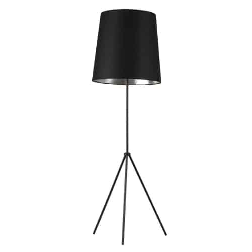 Dainolite 3 Leg Tapered Drum Floor Lamp, Matte Black