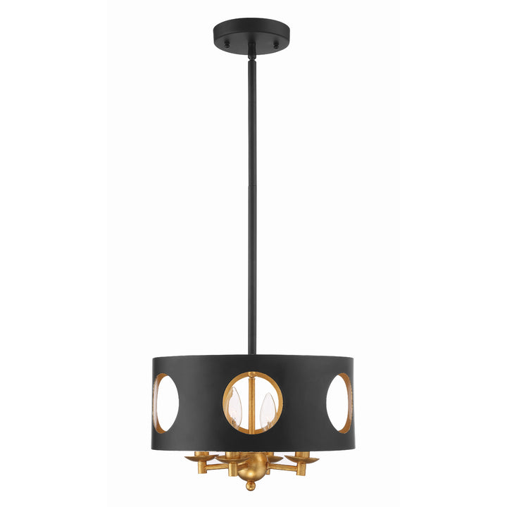 Odelle 4 Light Black + Antique Gold Semi Flush Mount