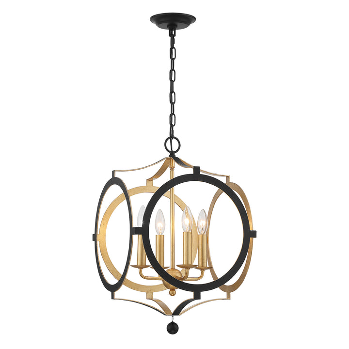 Crystorama Odelle 4 Light Black + Antique Gold Chandelier