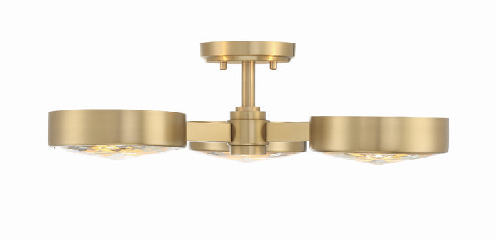 Crystorama Orson 3 Light Modern Gold Semi Flush Mount