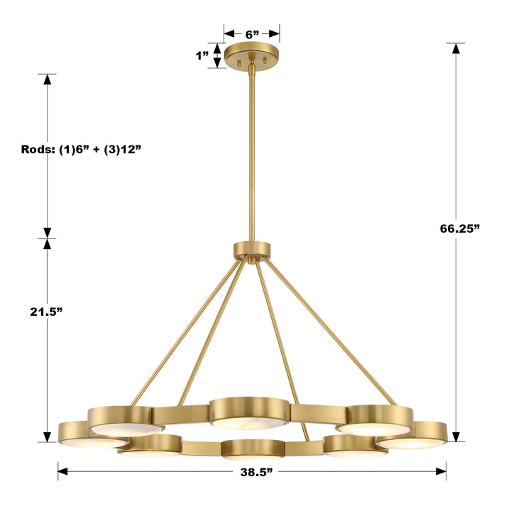 Crystorama Orson 8 Light Modern Gold Chandelier