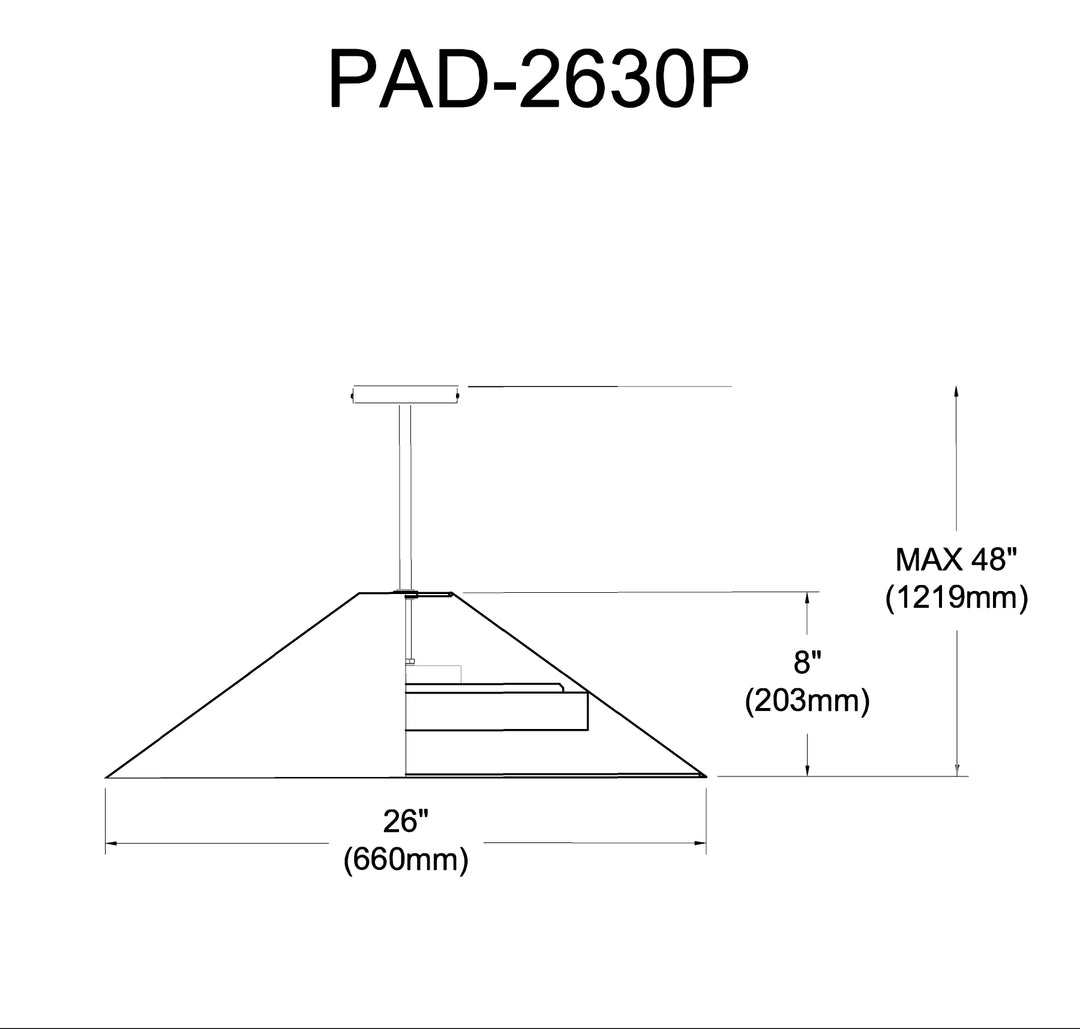 Dainolite 30W Pendant, Matte Black w/ Fabric Shade