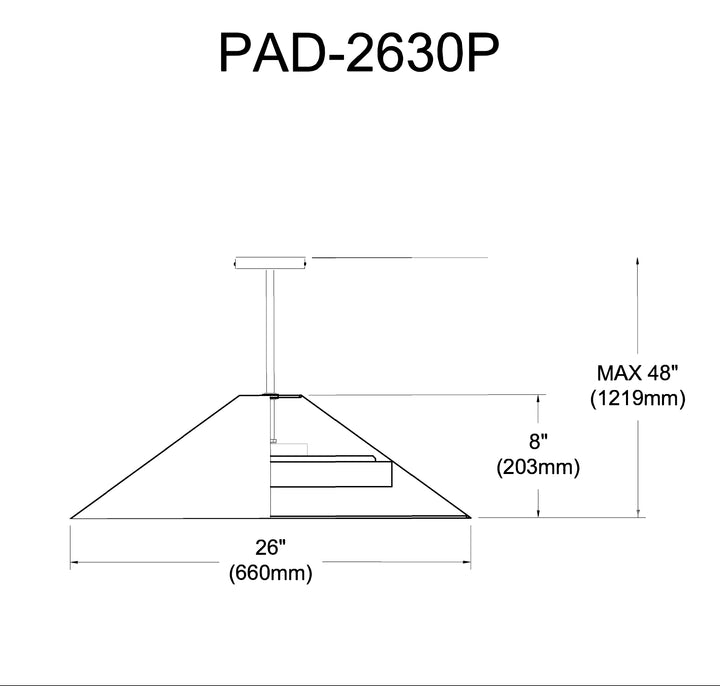 Dainolite 30W Pendant, Matte Black w/ Fabric Shade