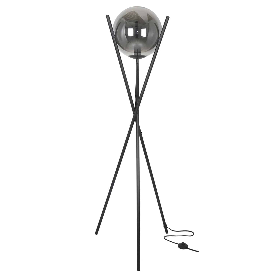 Dainolite 1 Light Incandescent Floor Lamp Matte Black Finish with Smoked Glass