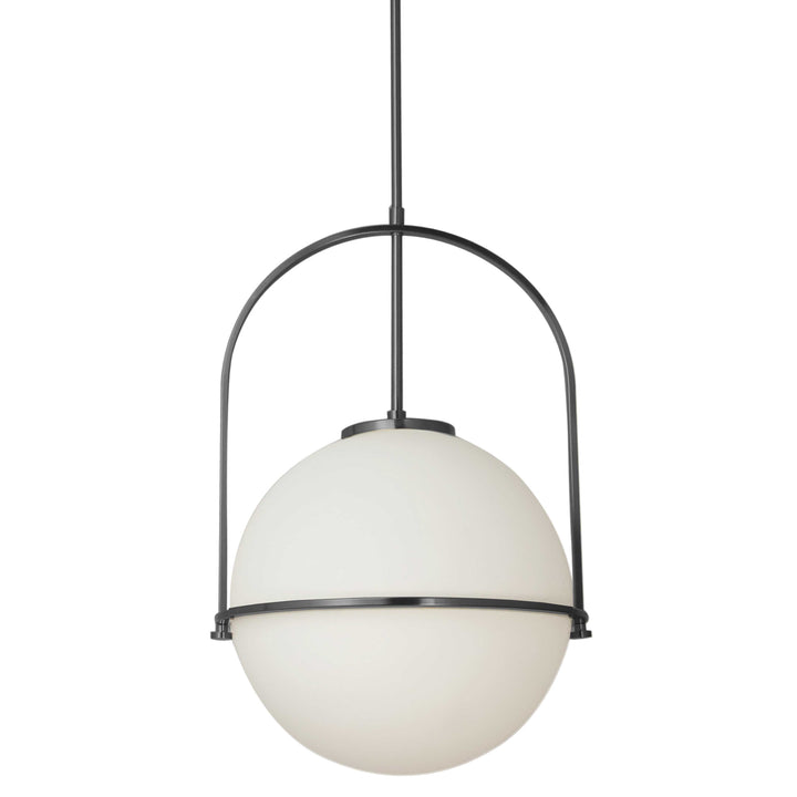 Dainolite 1 Light Incandescent Pendant, Aged Brass with White Opal Glass