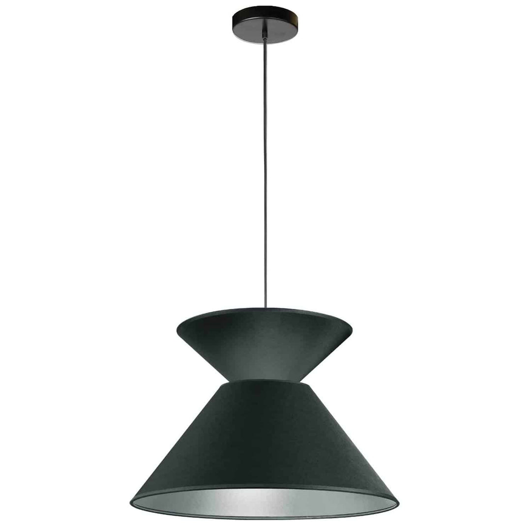 Dainolite 1 Light Patricia Pendant, Matte Black with Black/Silver Shade