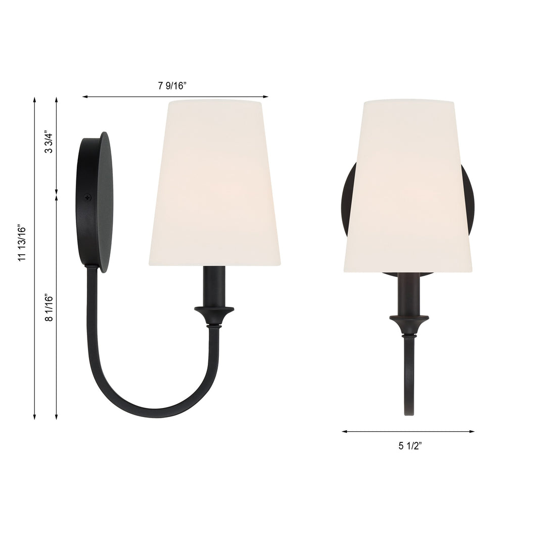 Crystorama Payton 1 Light Black Forged Sconce