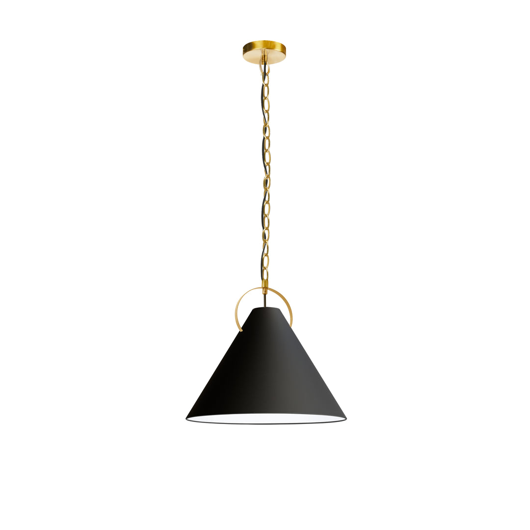 Dainolite 1 Light Incandescent Pendant, Matte Black with Black Shade