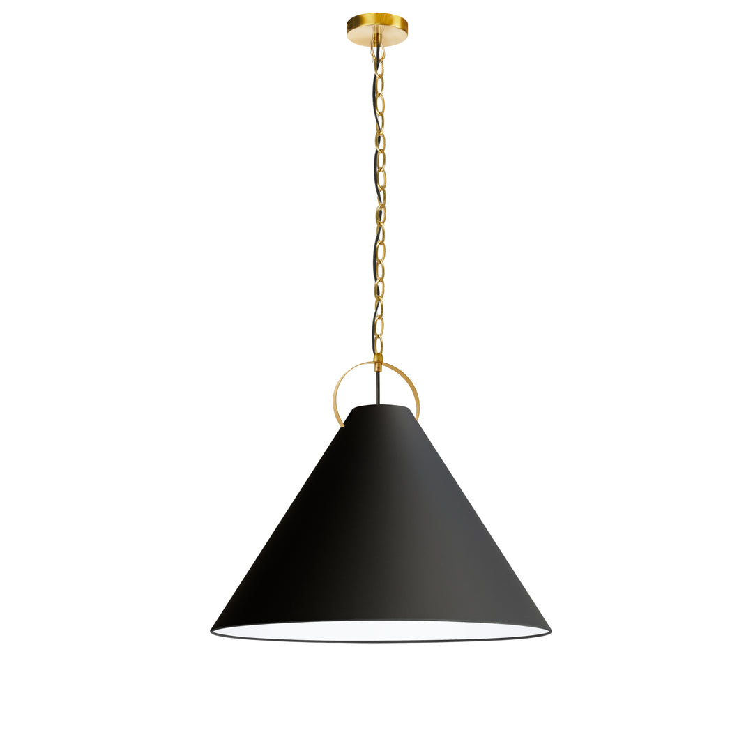 Dainolite 1 Light Incandescent Pendant, Matte Black with Black Shade