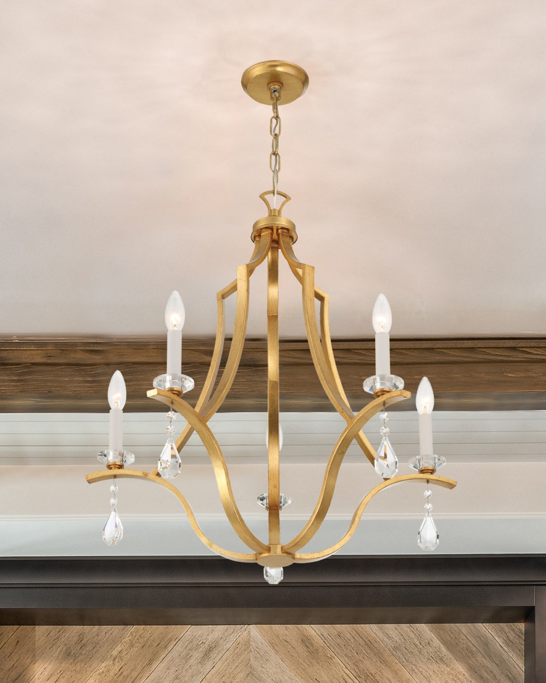 Crystorama Perry 5 Light Antique Gold Chandelier