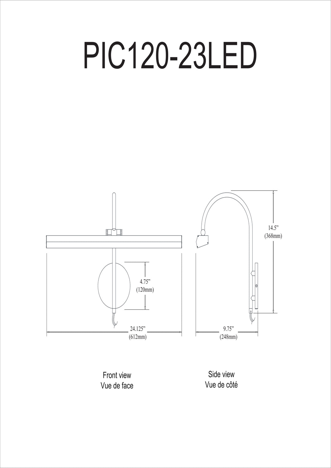 Dainolite 30W Picture Light Aged Brass Finish