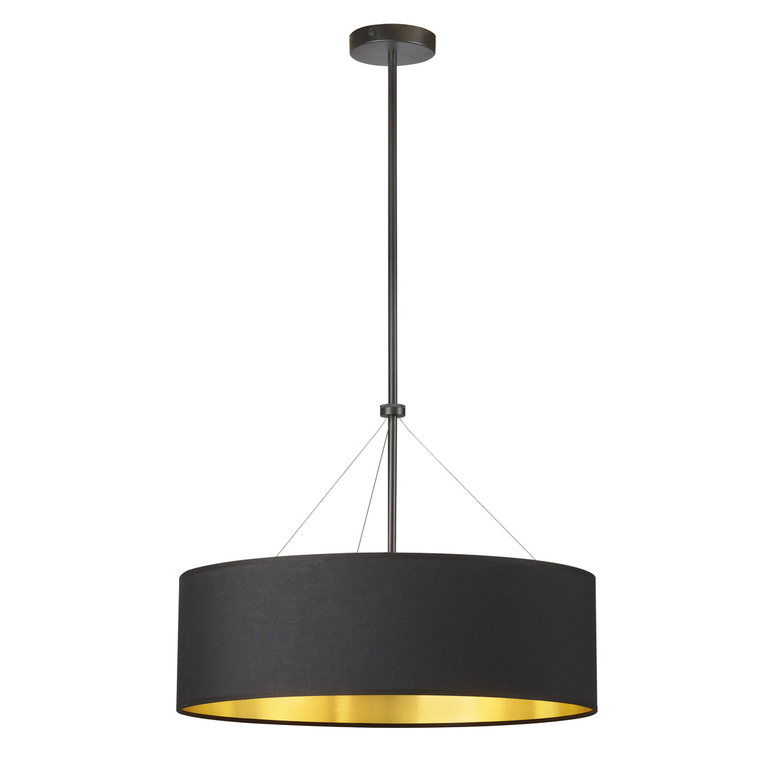 Dainolite 4 Light Incandescent Chandelier, Aged Brass with Black / Gold Shade