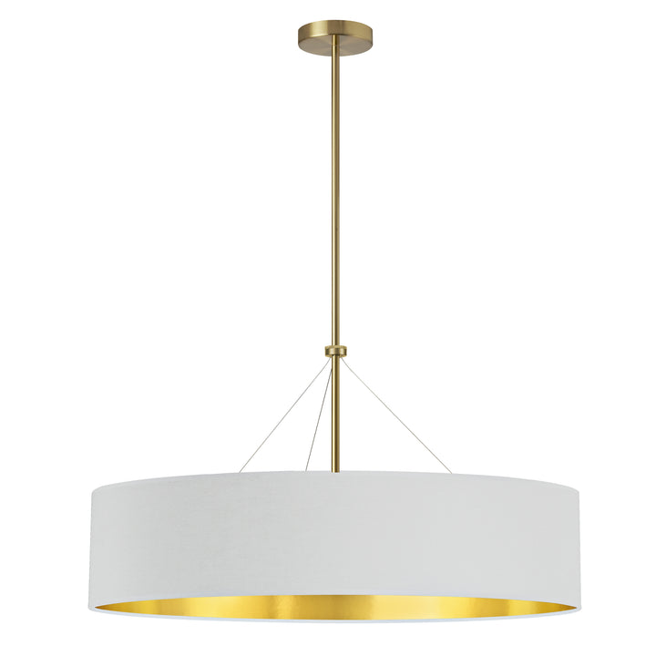 Dainolite 4 Light Incandescent Chandelier, Aged Brass with Black / Gold Shade