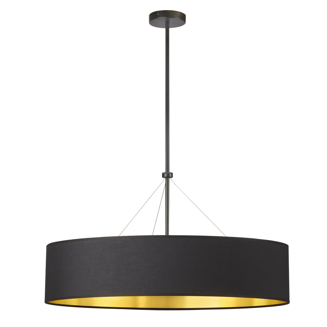 Dainolite 4 Light Incandescent Chandelier, Aged Brass with Black / Gold Shade