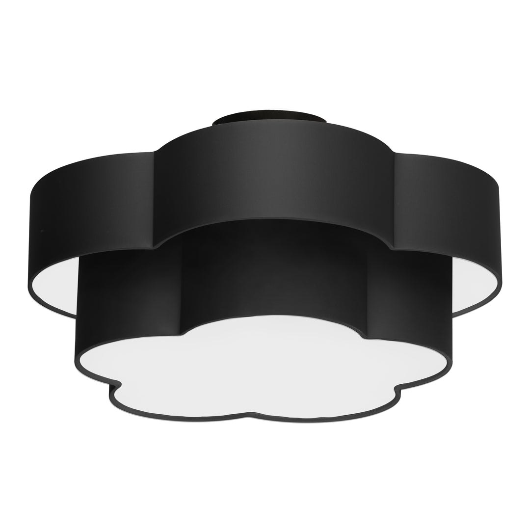 Dainolite 3 Light Incandescent Flush Mount, Matte Black with Black Shade