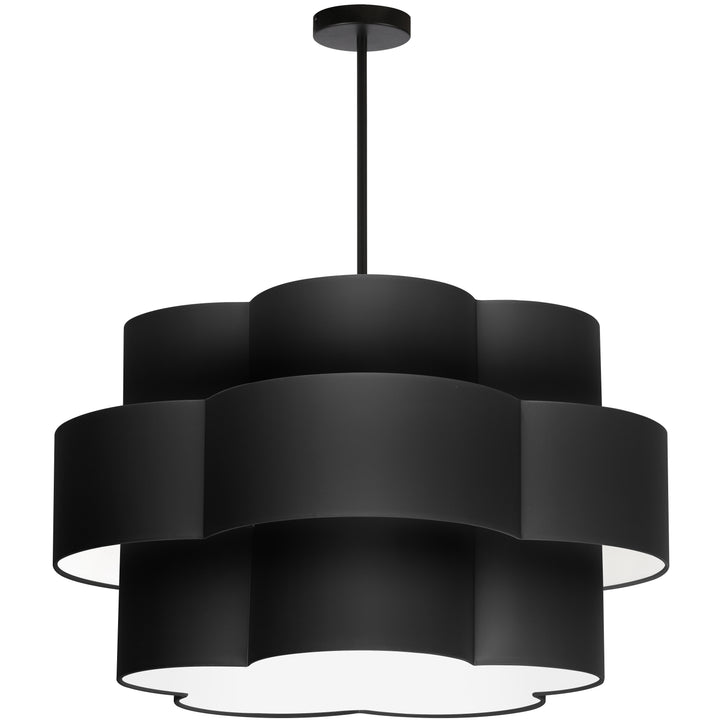 Dainolite 4 Light Incandescent Chandelier, Matte Black with Black Shade