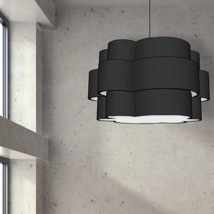 Dainolite 4 Light Incandescent Chandelier, Matte Black with Black Shade