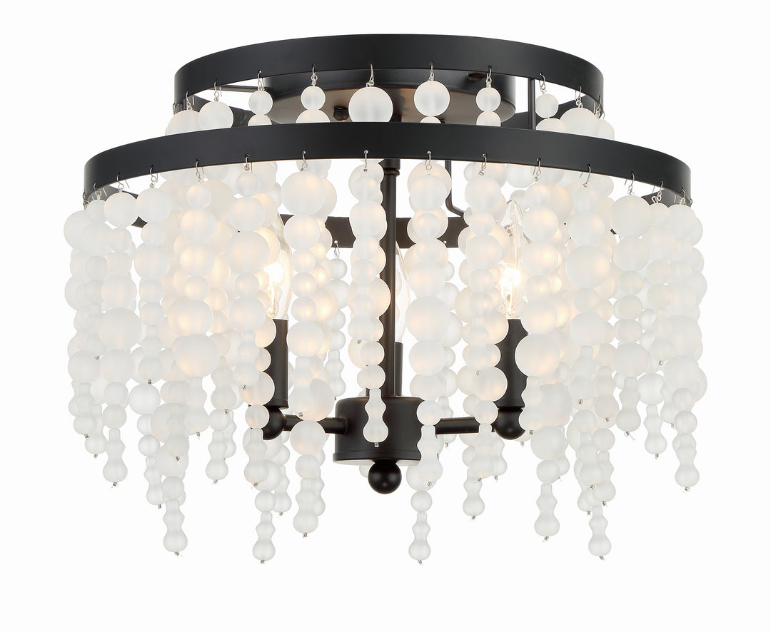 Crystorama Poppy 3 Light Forged Bronze Semi Flush Mount